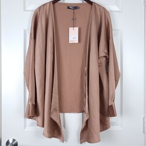 NWT Missguided Oversized Plunge Tie Waist Blouse